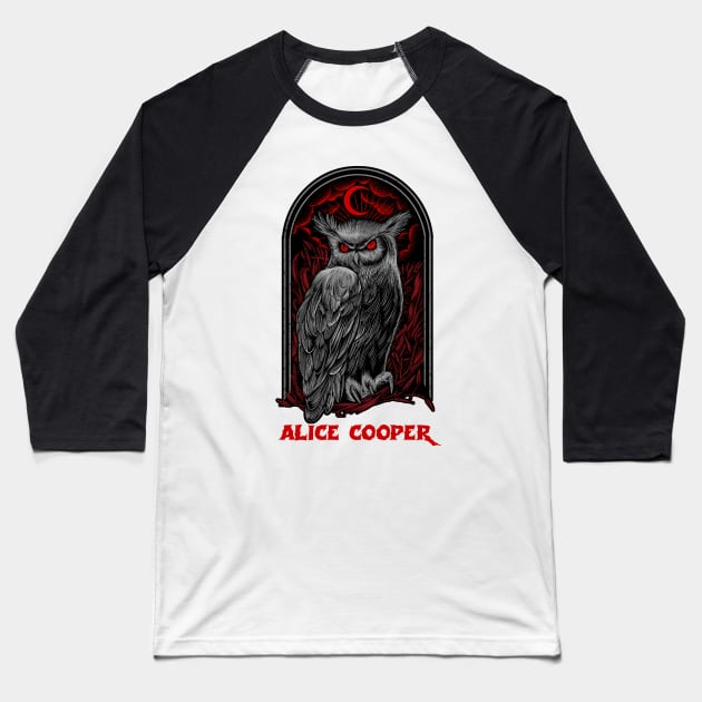The Moon Owl Alice Cooper Baseball T-Shirt by Pantat Kering